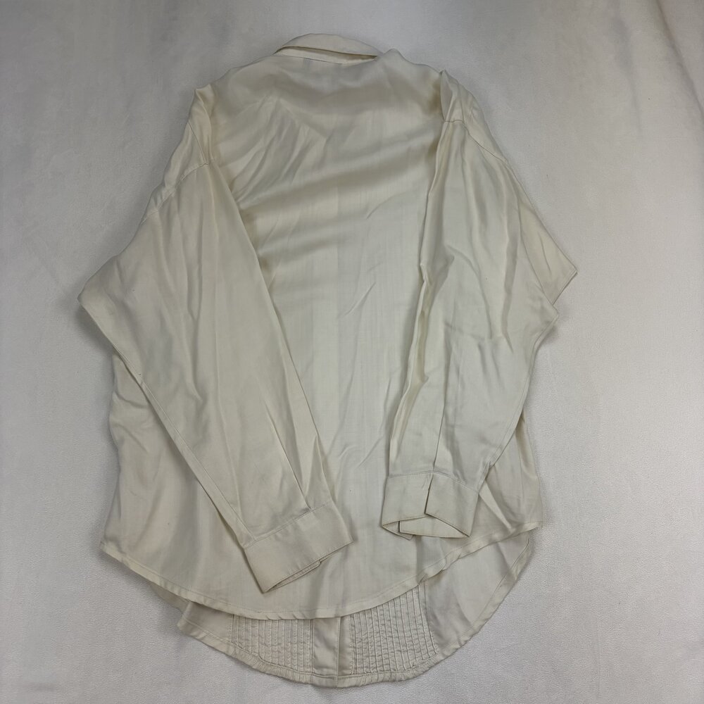 Rafaella Cream Pintuck Button-Down Blouse Size 10 - Picture 3 of 11